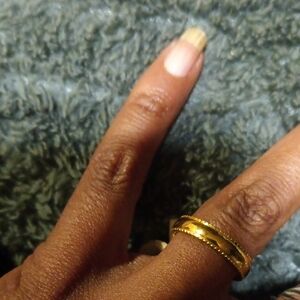 Elegant Gold-Tone Stainless Steel Engagement Band Ring